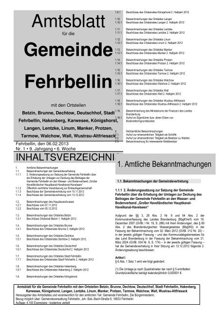 Gemeinde Fehrbellin - verwaltung.gemeinde-fehrbellin.de