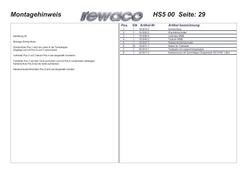 Montagehinweis HS5 00 Seite: 1 - Rewaco