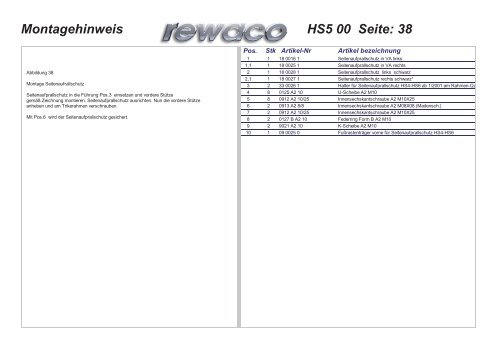 Montagehinweis HS5 00 Seite: 1 - Rewaco