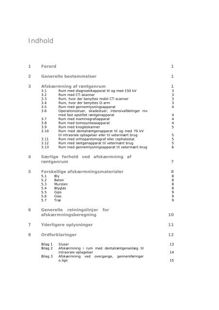 AfskÃ¦rmning af rÃ¸ntgenanlÃ¦g, 2009 - Sundhedsstyrelsen