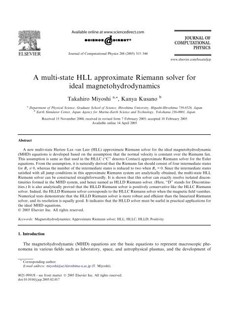 A multi-state HLL approximate Riemann solver for ideal ...