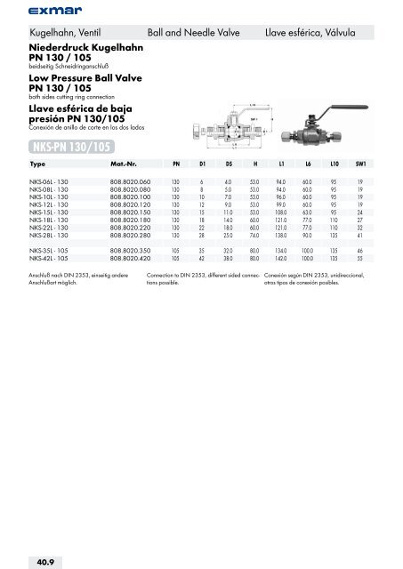 Kugelhahn, Ventil Ball and Needle Valve Llave esfÃ©rica, VÃ¡lvula