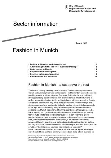 Sector information Fashion in Munich - Referat für Arbeit und ...