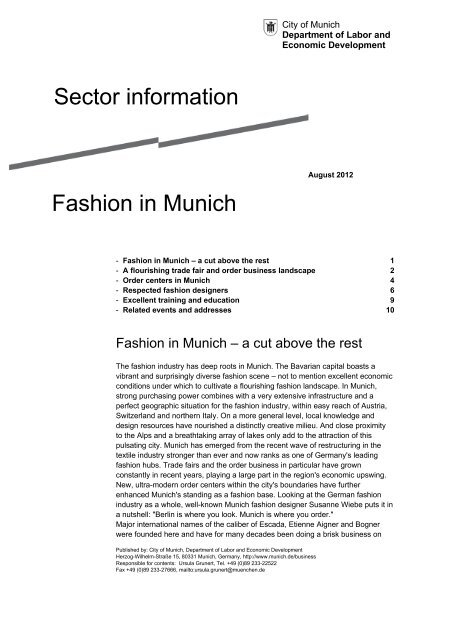 Sector information Fashion in Munich - Referat für Arbeit und ...