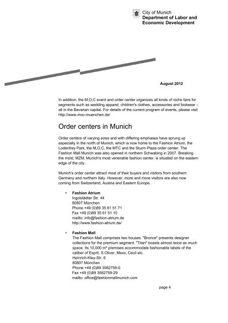 Sector information Fashion in Munich - Referat für Arbeit und ...