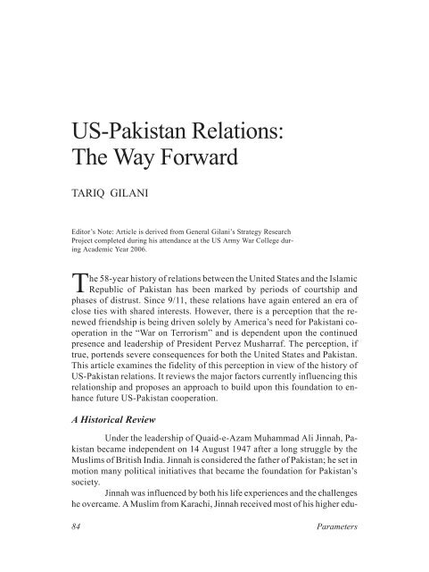 US-Pakistan Relations: The Way Forward - Arz-e-Pak