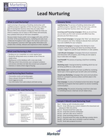 Lead Nurturing Cheat Sheet: PDF - Marketo