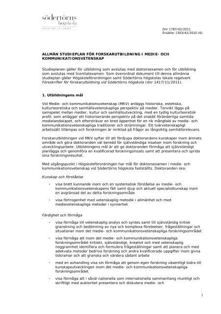 Studieplan i MKV.pdf - SÃ¶dertÃ¶rns hÃ¶gskola