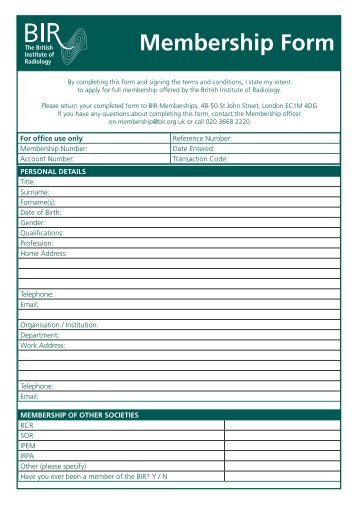 Membership Form - British Institute of Radiology