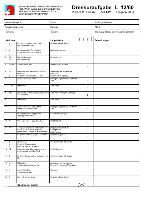 Dressuraufgabe L 12/60 - OKV