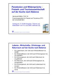 Freizeit- und Tourismuswirtschaft auf der Suche nach Balance