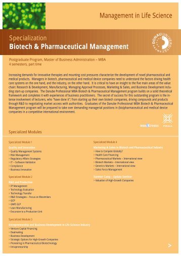 Biotech & Pharmaceutical Management - WiWi-Online