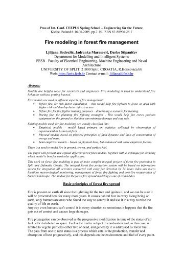 Fire modeling in forest fire management - LaRIS - FESB