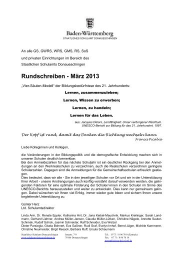 Rundschreiben - MÃ¤rz 2013 - Staatliches Schulamt Donaueschingen