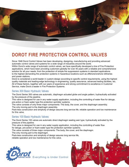 Fire Protection Control Valves Brochure - Dorot Control Valves