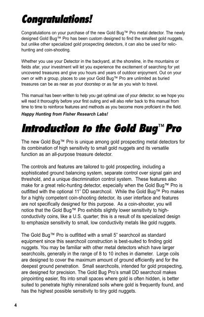 Gold Bug Pro Manual - Fisher