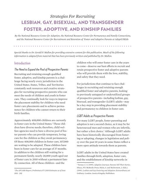 Strategies for Recruiting LGBT Foster, Adoptive, and  - AdoptUSKids