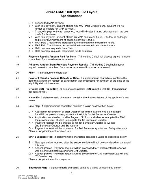 2013-14 MAP 160 Byte File Layout Specifications - Illinois Student ...