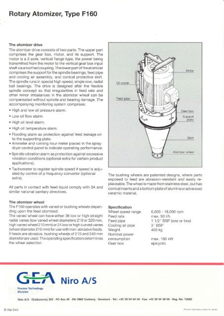 Brochure GEA Niro Rotary Atomizer Type F160