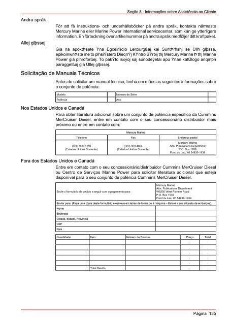 MANUAL DE OPERAÇÃO MANUTENÇÃO E GARANTIA - Mercury