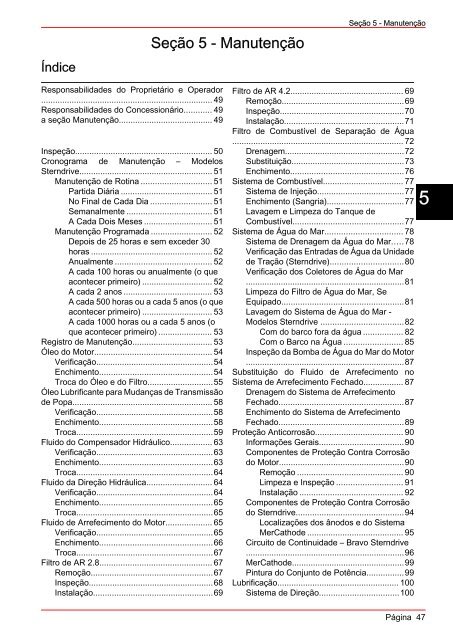 MANUAL DE OPERAÇÃO MANUTENÇÃO E GARANTIA - Mercury