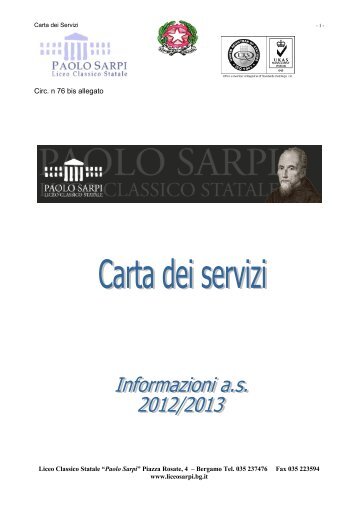 Carta dei servizi 2012-13 - Liceo Classico Statale "Paolo Sarpi"