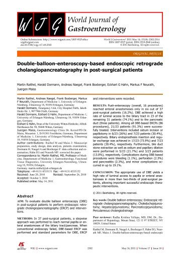 Double-balloon-enteroscopy-based endoscopic retrograde ...