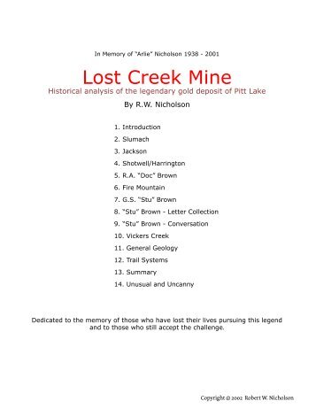 Lost Creek Mine - Slumach