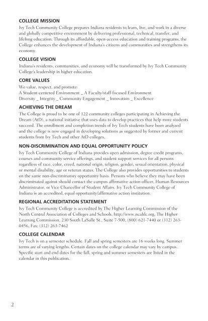 student handbook student handbook - Ivy Tech Community College
