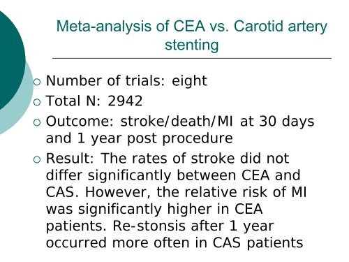 Carotid Artery Endarterectomy vs. Stenting - WVU School of Medicine