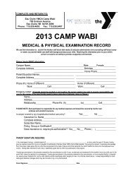 Wabi Medical & Physical Health Form - YMCA Camp Manitou