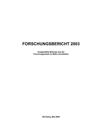 FORSCHUNGSBERICHT 2003 - am Fachbereich ...