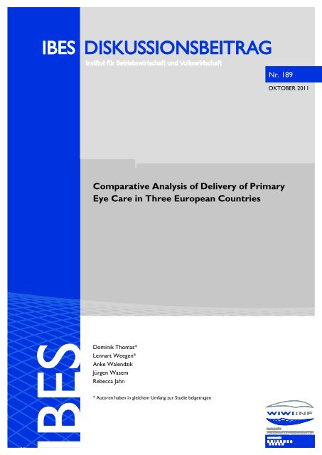 Comparative Analysis of Delivery of Primary Eye Care in Three ...