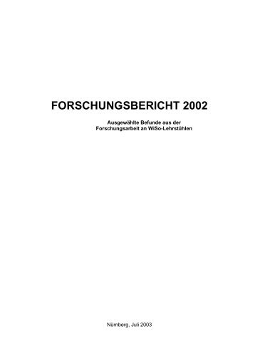 FORSCHUNGSBERICHT 2002 - am Fachbereich ...