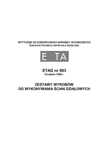 ETAG 003 GUIDELINE FOR EUROPEAN TECHNICAL APPROVAL ...