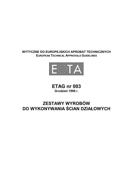 ETAG 003 GUIDELINE FOR EUROPEAN TECHNICAL APPROVAL ...