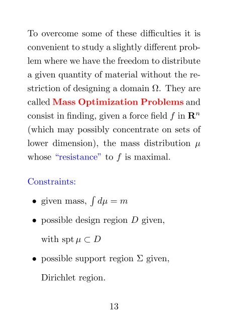 OPTIMIZATION PROBLEMS IN MASS TRANSPORTATION THEORY ...