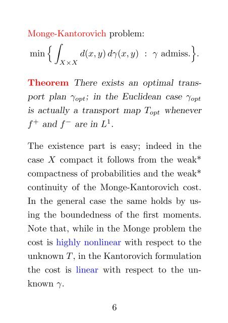 OPTIMIZATION PROBLEMS IN MASS TRANSPORTATION THEORY ...