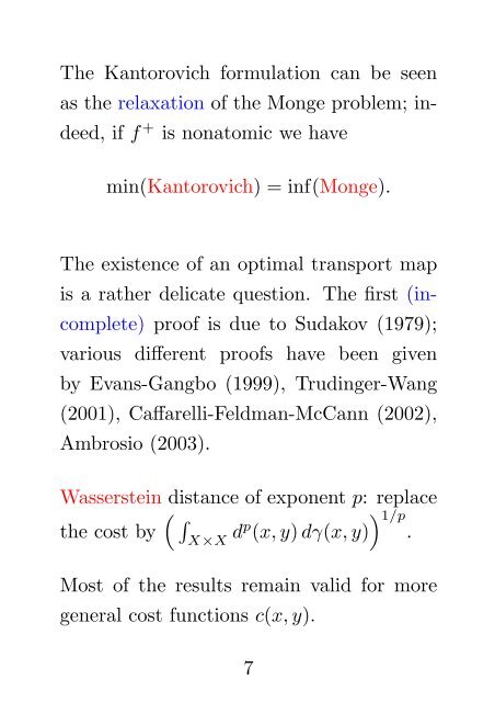 OPTIMIZATION PROBLEMS IN MASS TRANSPORTATION THEORY ...