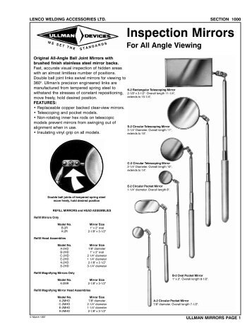 Inspection Mirrors - Lenco Welding Accessories Ltd.