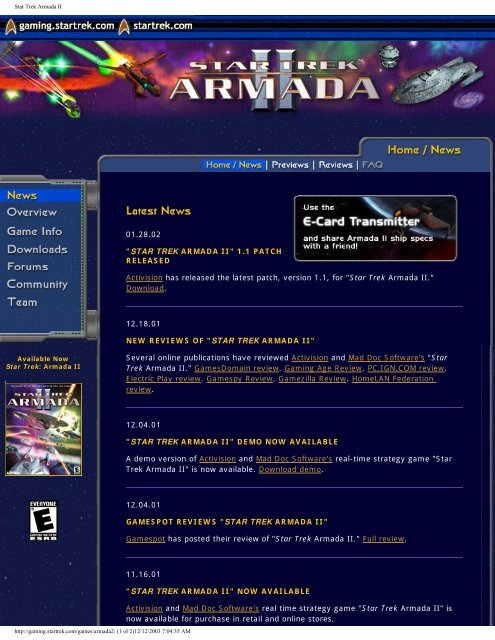 star trek armada online