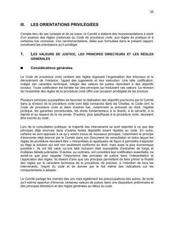 Chapitre III - Les orientations privilÃ©giÃ©es - MinistÃ¨re de la Justice ...
