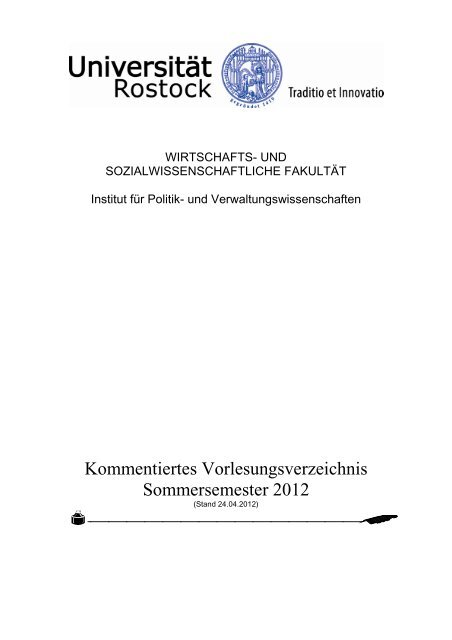 Sommersemester 2012 - Wirtschafts- und Sozialwissenschaftliche ...