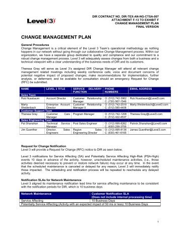 Attachment F-13 Change Management Plan