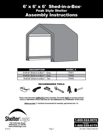 6' x 6' x 6' Shed-in-a-Box® Assembly Instructions - Shelterlogic