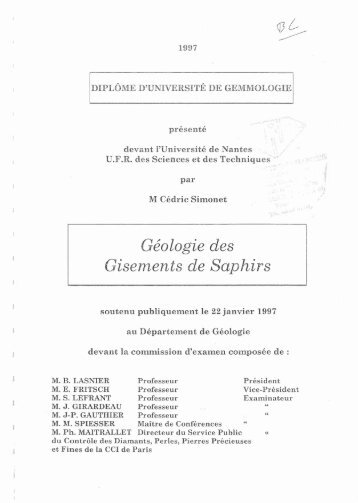 GÃ©ologie des Gisements de Saphirs - GemNantes