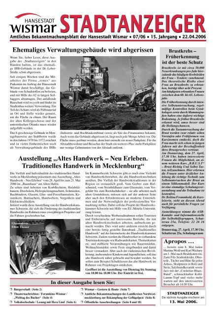 Stadtanzeiger 07/2006 [PDF, 932 KB] - Hansestadt Wismar