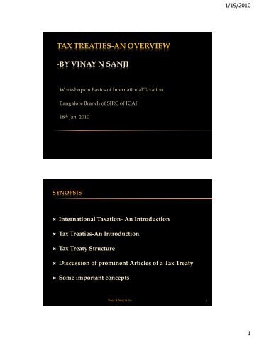 tax treaties-an overview -by vinay n sanji - Bangalore Branch of SIRC
