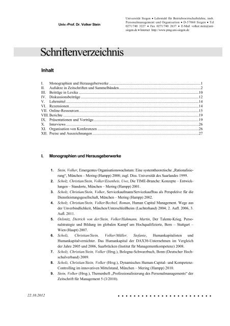 Schriftenverzeichnis - Wirtschaftswissenschaften ...