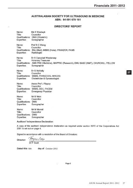 Annual Report 2011 - 2012 - Australasian Society for Ultrasound in ...